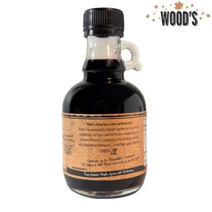 WOOD'S Blueberry Crush Maple Syrup – Small-Batch Vermont Maple Syrup Infused with Real Blueberry Flavor | All-Natural, Vegan Sweetener for Pancakes, Desserts, Cocktails & Baking | 8.45 Fl Oz (250mL)