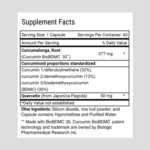 Advanced Bionutritionals Curcumitol-Q® – BioBDMC® Curcumin Supplement - Curcumin I, II & III with Quercetin