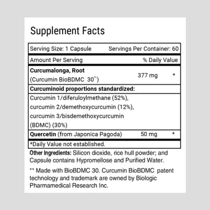 Advanced Bionutritionals Curcumitol-Q® – BioBDMC® Curcumin Supplement - Curcumin I, II & III with Quercetin