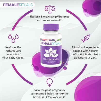 Yoni Balance Vaginal Tightening Pills | Natural Vagina Tightening & Moisture Capsules Ph Balance for Dryness | Increase Vaginal Wetness Kacip Fatimah - 30 Count Womens Wetness and Tightness Pills