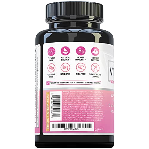 Multivitamin for Women Women’s Daily Multi-Vitamin Supplement with DIM, Iodine, Ashwagandha Supports Youthful Complexion, Healthy Cortisol and Estrogen Balance 30 Day Supply