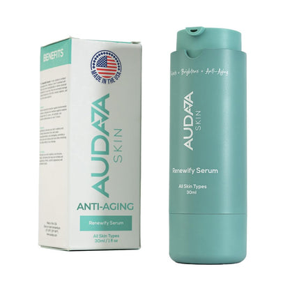 AUDAJA Renewify 18% Vitamin C + CoQ10 Antioxidant Serum with Vitamin E & Ferulic Acid – Antioxidant, Anti-Aging, Plant-Based Skincare – Cruelty-Free, Made in USA, 1oz/30ml