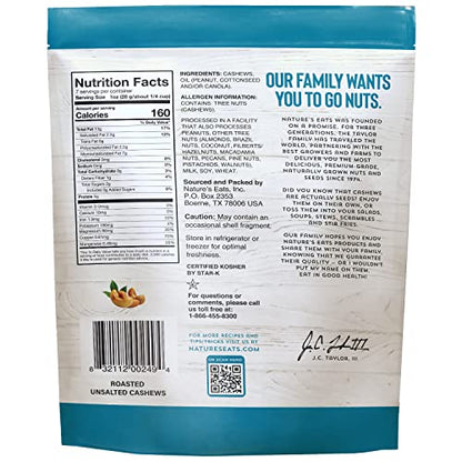 Nature's Eats Cashews Roasted No Salt, 7 Oz