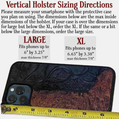 Heavy Duty Leather Vertical Cell Holster Case with Magnetic Closure - Made in USA