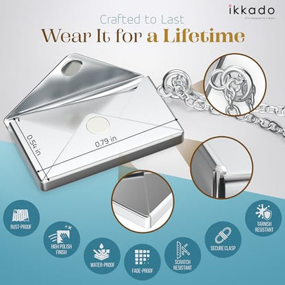 ikkado Custom Envelope Necklace with Love Letter Pendant – Personalised Locket Jewellery for Women – Gift for Birthday, Mother’s Day, Valentine’s, Christmas (Silver) Locally Made (USA)