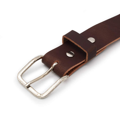 Main Street Forge Journeyman Leather Belt | Made in USA | Brown w/Silver Buckle | Size 42