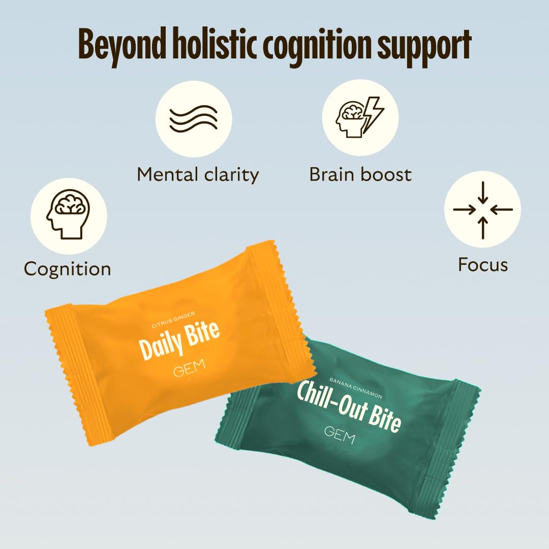 GEM Cognition Bundle - Natural Brain Health Supplement for Focus, Memory, Stress Support & Relaxation | with B-Vitamins, Magnesium, Turmeric & Adaptogens | Plant-Based Whole Food Vitamins, Vegan