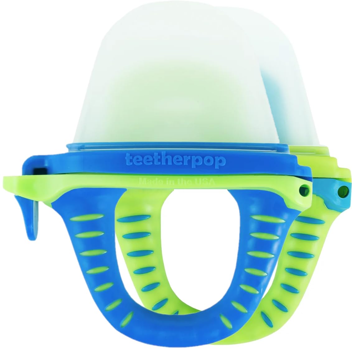 Teetherpop Fillable Freezable Teethers for Babies - Breastmilk Teether with Spill-Proof Sippy Slits – Teething Popsicle for Baby, Liquids & Purées, Cooling Teething Relief Feeder Pacifier - Blue Set