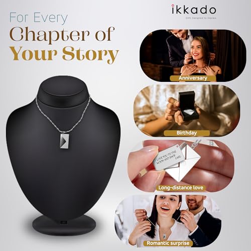 ikkado Custom Envelope Necklace with Love Letter Pendant – Personalised Locket Jewellery for Women – Gift for Birthday, Mother’s Day, Valentine’s, Christmas (Silver) Locally Made (USA)