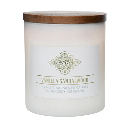 Carolina Vanilla Sandalwood Scented Candle, 16 oz Wellness Relaxing Aromatherapy Candle, 2 Wick White Jar Soy Blend Wax, Candles for Home, 60H Burn - Made in The USA