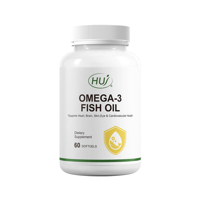 HUJ Omega 3 Fish Oil 1000mg Softgels - EPA+DPA, Fish Oil Omega 3 for Heart, Brain, Skin, Eyes & Cardiovascular Support *- 60 Softgels
