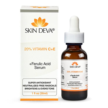 SKIN DEVA 20% Vitamin C Serum for Face with Vitamin E Plus Ferulic Acid Skincare Water Based 1 fl oz 30 ML Rejuvenates Skin to Fresh & Neutralizes Free Radicals to Brighten Even Vitamin Serum