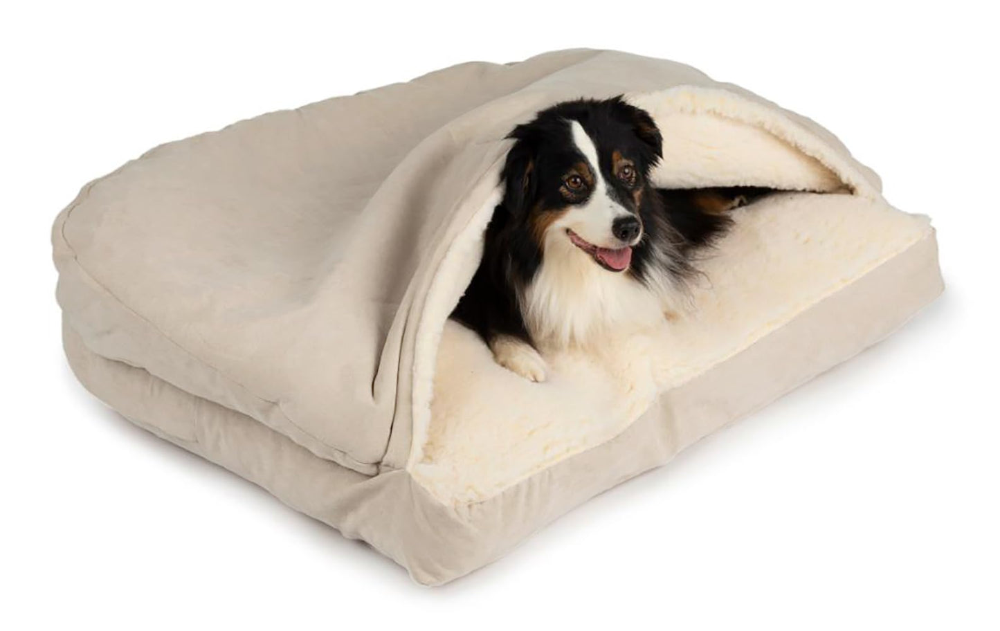 Snoozer Pet Products Luxury Rectangle Cozy Cave Dog Bed with Microsuede, Small, Buckskin