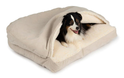 Snoozer Pet Products Luxury Rectangle Cozy Cave Dog Bed with Microsuede, Small, Buckskin