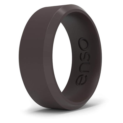 Enso Rings Bevel Classic Silicone Wedding Ring – Hypoallergenic Unisex Wedding Band – Comfortable Band for Active Lifestyle – 8mm Wide, 2.16mm Thick Coffee Bean