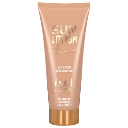 Devoted Creations Sun Lotion with Shimmer Ultra Glittering and Instant Bronze 6.76 oz (2-Pack)