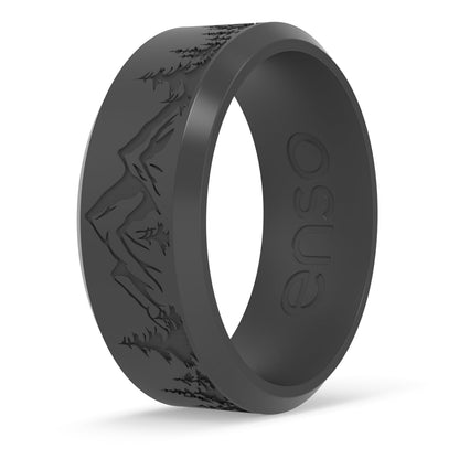 Enso Rings Bevel Classic Silicone Wedding Ring – Hypoallergenic Unisex Wedding Band – Comfortable Band for Active Lifestyle - Slate Peak