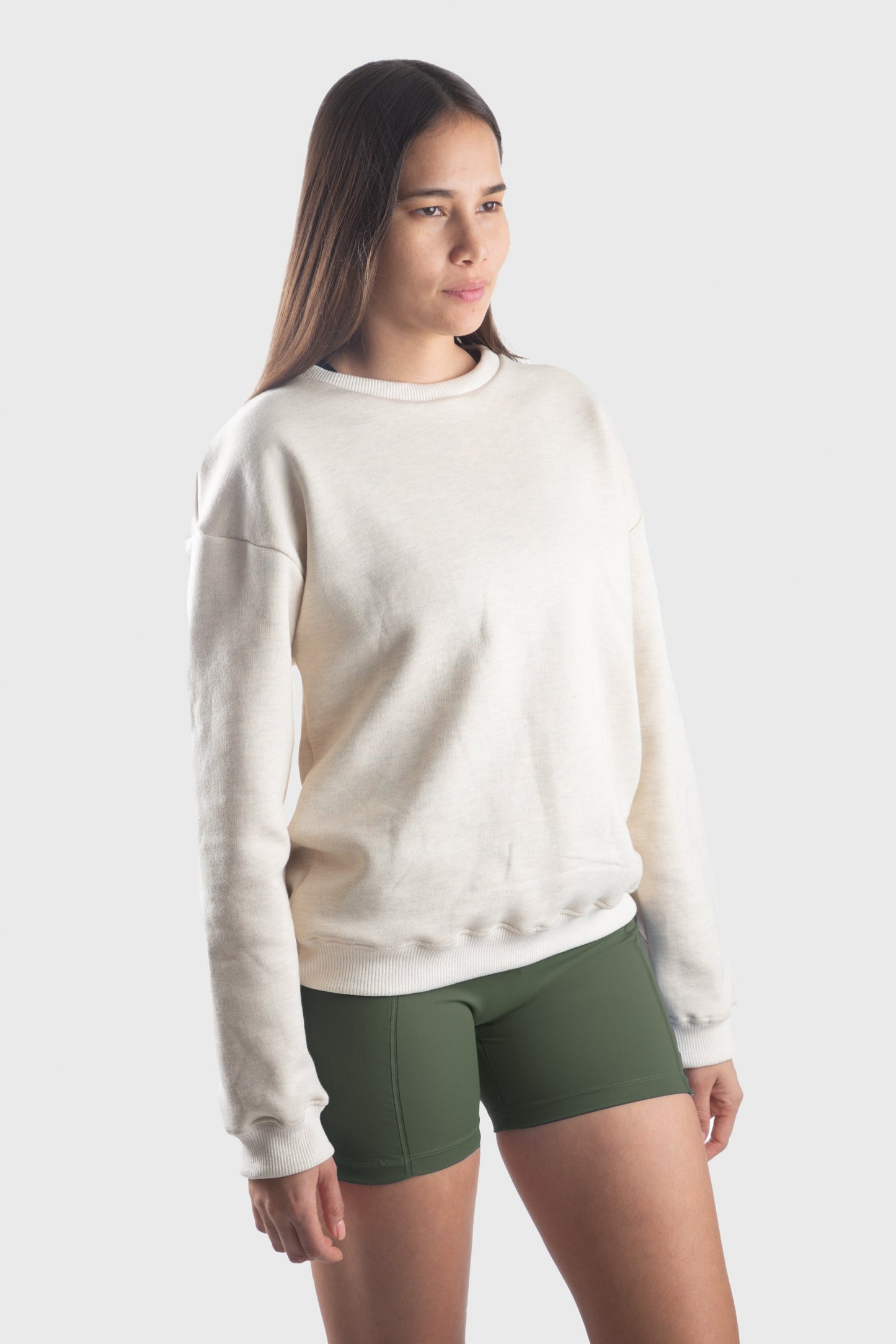 Mid-Weight Fleece Crew Sweatshirt - White