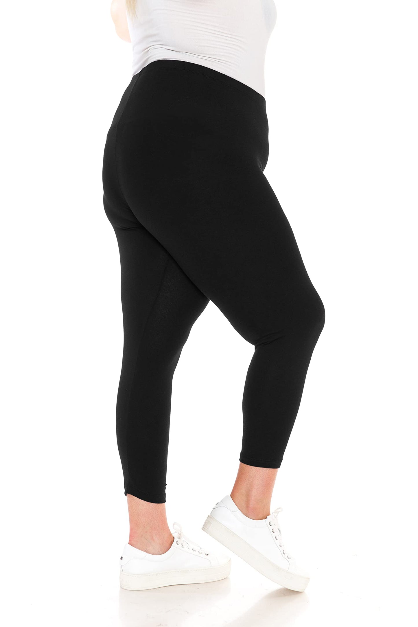 Leggings Depot Cotton Spandex Leggings for Women, Made in USA-NCL27-Capri, Black, XL