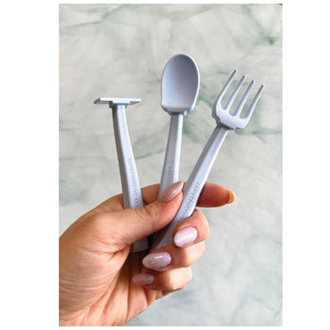 Constructive Eating Training Utensils - Made in USA - Blueprint Blue - Construction