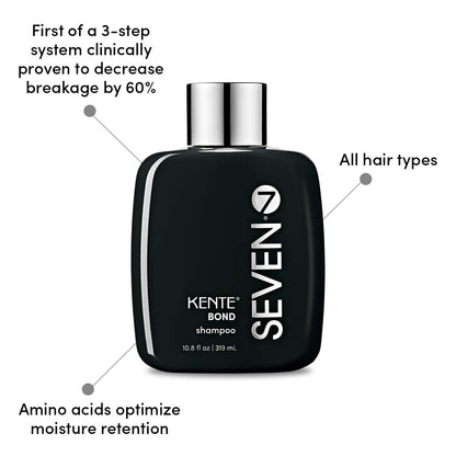 SEVEN Haircare KENTE BOND Shampoo for Split Ends + Damaged Hair, Sulfate Free, Cruelty Free with Green Tea, Guar & Pro Vitamin B5 for Men & Women, Made in USA, 2 oz.