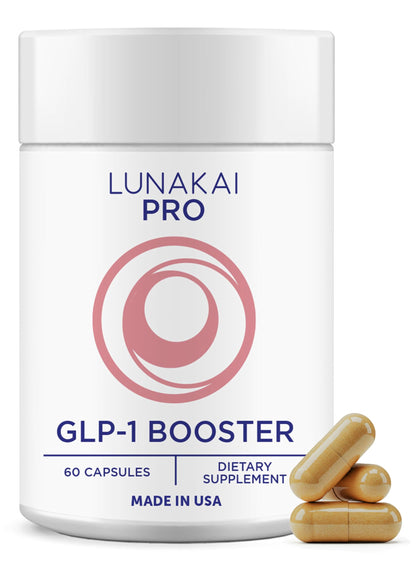 Lunakai PRO USA Made GLP-1 Supplement - Natural GLP 1 Booster with Probiotics & Resveratrol – Supports Weight Management, Cravings & Metabolism, 60ct