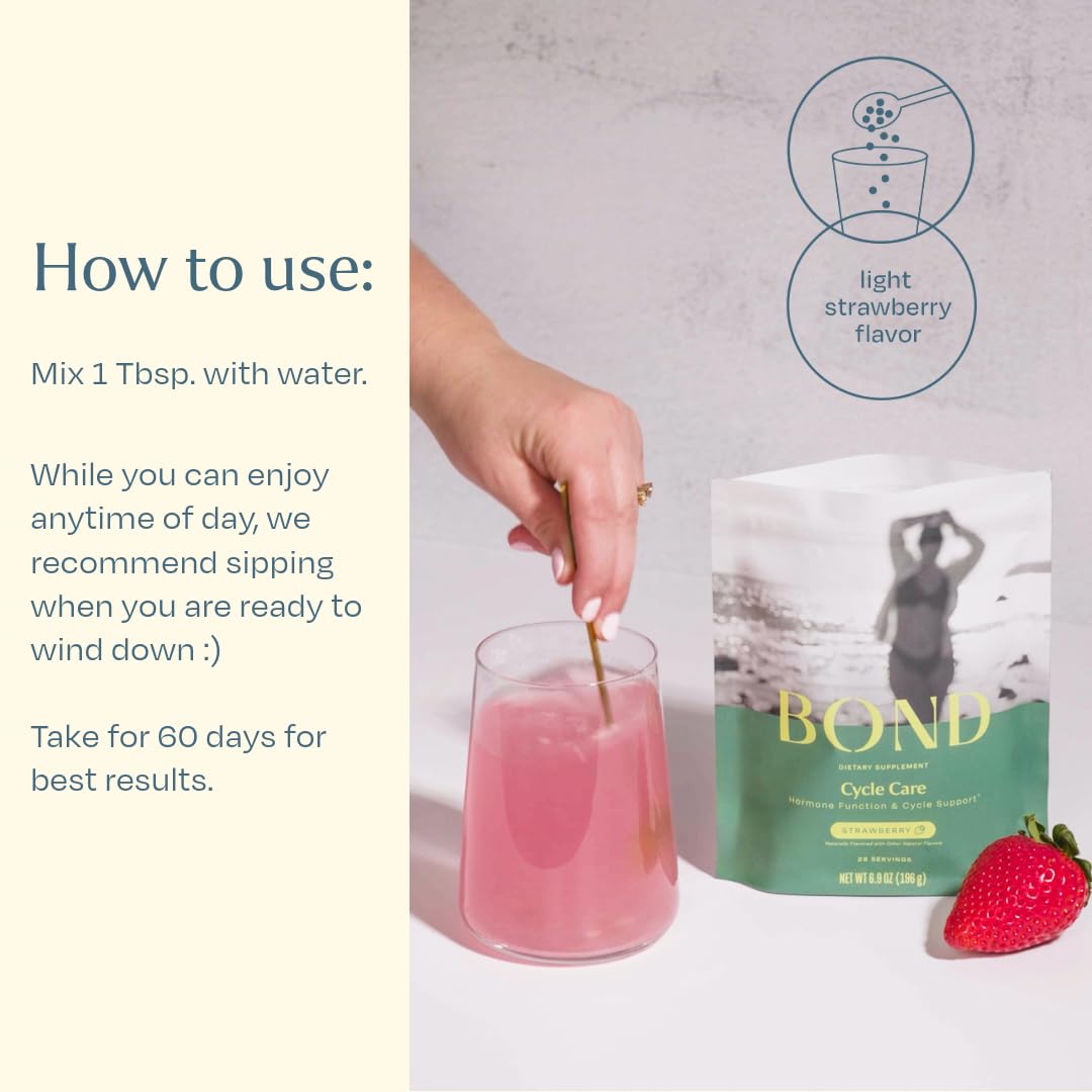 BOND Cycle Care – PMS Support Supplement & Hormone Balance for Women – Cortisol Reducer with Ashwagandha, L-Tryptophan, Magnesium, Turmeric Extract & Glutathione for Mood & Cycle Relief, 28 Servings