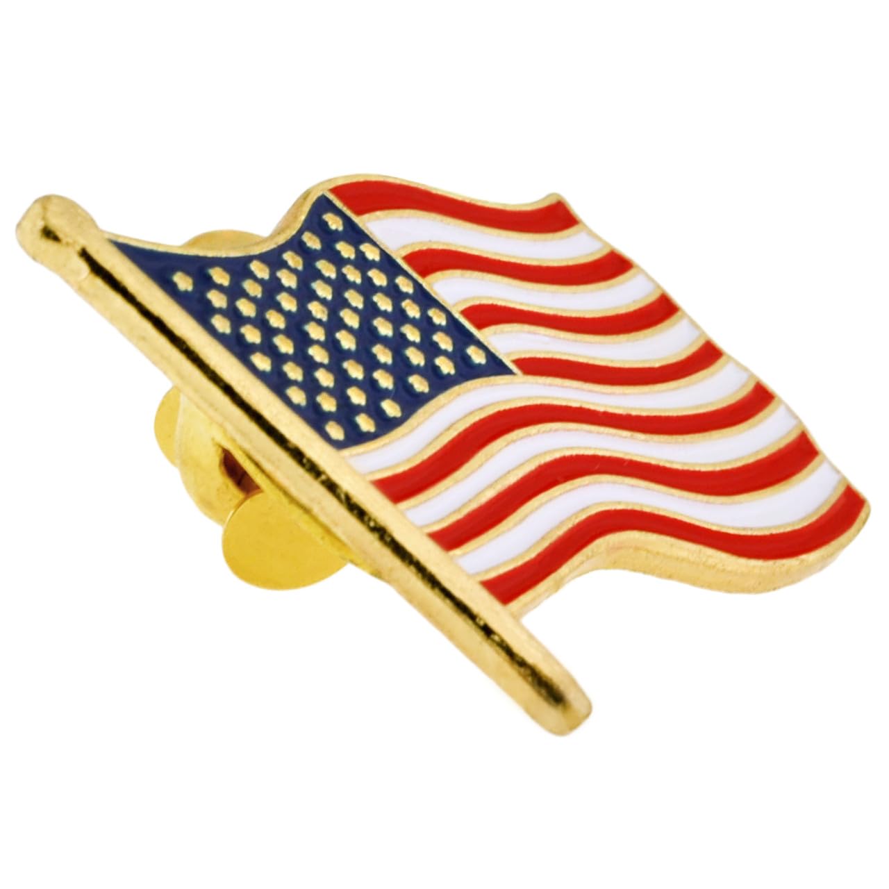 100 Pack - PinMart's Waving American Flag Patriotic Enamel Lapel Pins