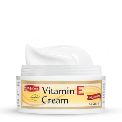 De La Cruz Vitamin E Cream for Face and Neck - Moisturizing Skin Care for All Skin Types - 0.42 oz trial + 4 oz Bundle - Made in USA