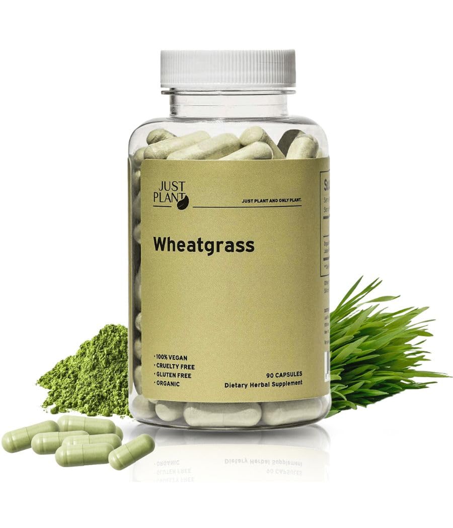 Organic Wheatgrass Capsules 500 mg, 90 Capsules | Vegan, Gluten-Free | Green Superfood Supplement for Detox, Energy, Digestion & Immune Support