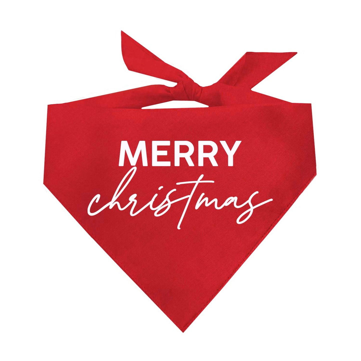 Merry Christmas Dog Bandana | 100% Cotton Adjustable Triangle | Made in USA | Christmas | Holiday Season | Winter Wonderland | Gift |Red, One Size (956)