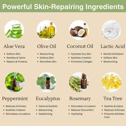 Natural Escapes Peppermint, Rosemary, Eucalyptus & Tea Tree Oil Foot Cream for Dry Feet, Cracked Heels, Calluses, Athlete's Foot - Heel Repair Cream for Women & Men (8 oz)