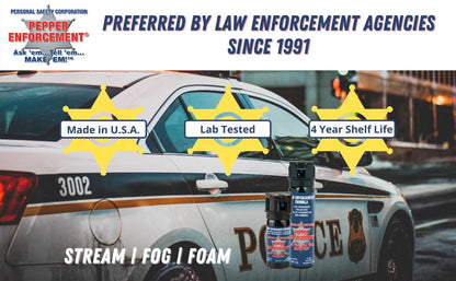 Pepper Enforcement Splatter Stream Pepper Spray, 2 oz. Flip Top - Maximum Strength 10% OC Formula - Emergency Self Defense Personal Protection & Safety (1-Pack Stream Pepper Spray)