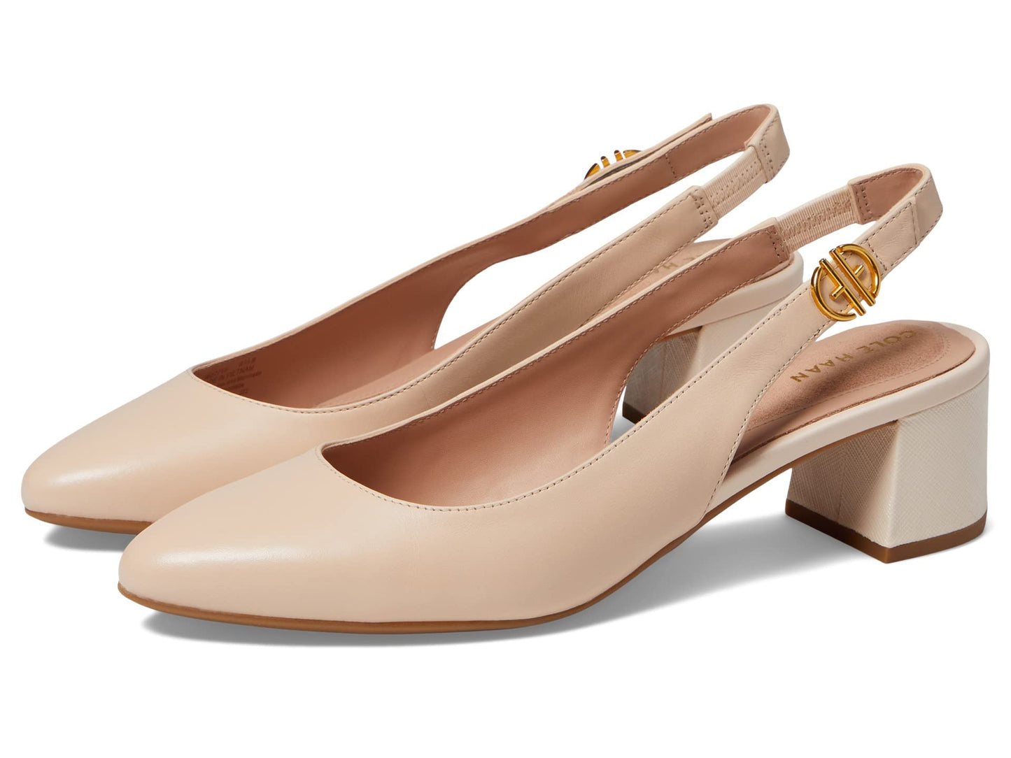 Cole Haan Women's The GO-to Slingback Pump 45MM, Bleached TAN Leather, 9