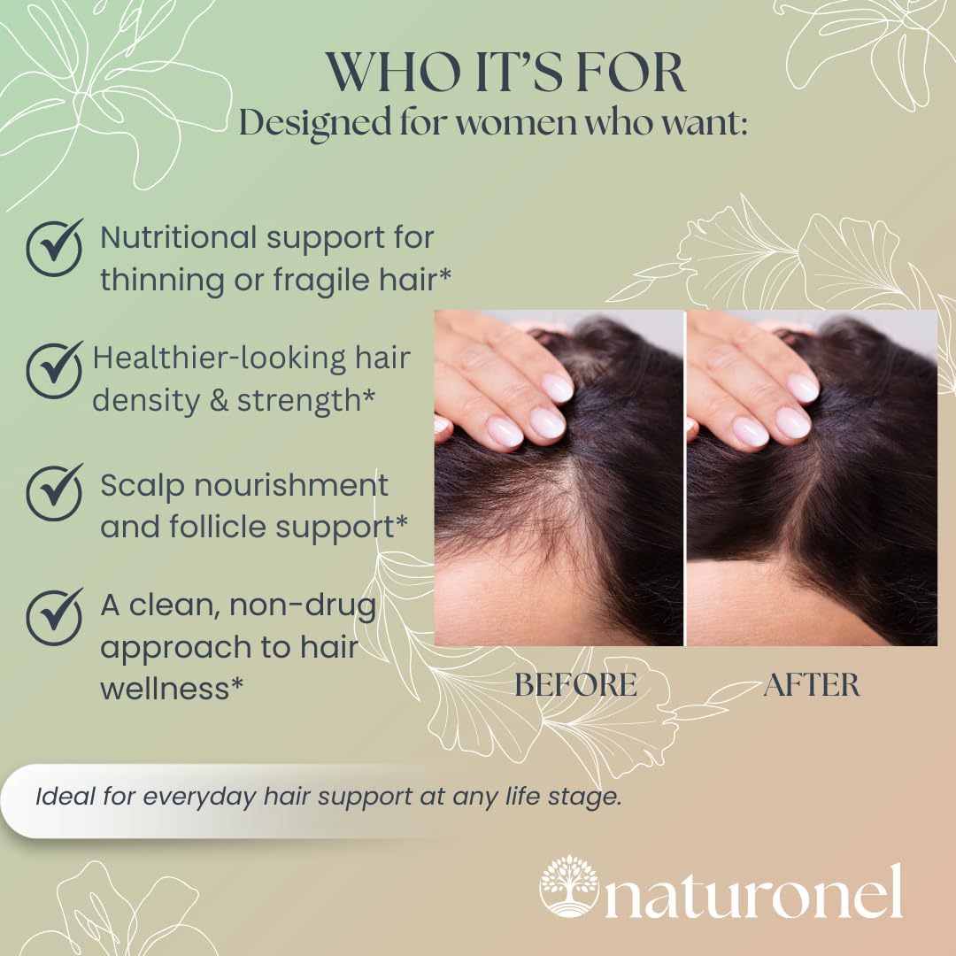 Women's Balance Hair Growth Supplements, Ages 45 and Up - Supports Healthy Hair, Skin & Nails - Customer Proven for Visibly Thicker Hair and Scalp Coverage, Natural Thicker Hair Growth Supplement (1)