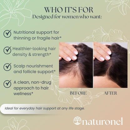 Women's Balance Hair Growth Supplements, Ages 45 and Up - Supports Healthy Hair, Skin & Nails - Customer Proven for Visibly Thicker Hair and Scalp Coverage, Natural Thicker Hair Growth Supplement (1)