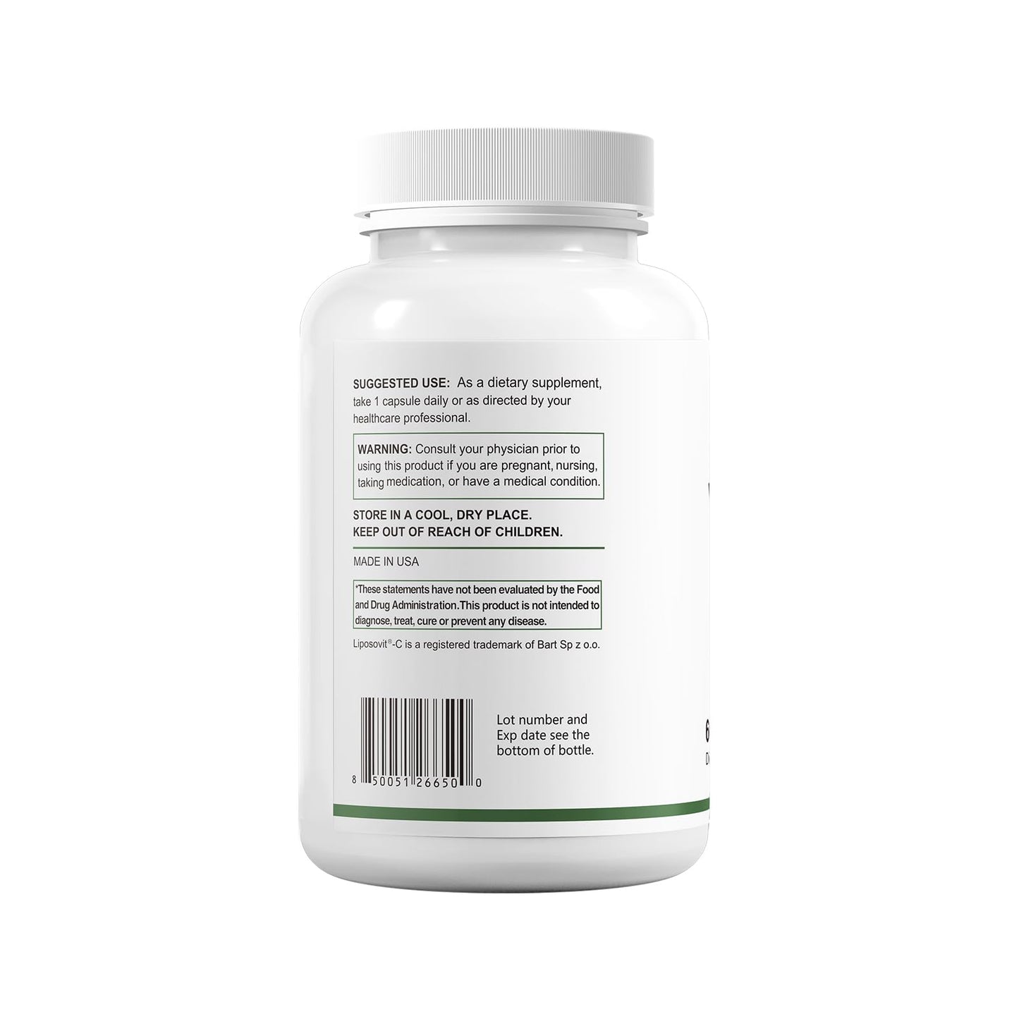 HUJ Vitamin C 500mg, Immune and Antioxidant Support, 60 Capsules