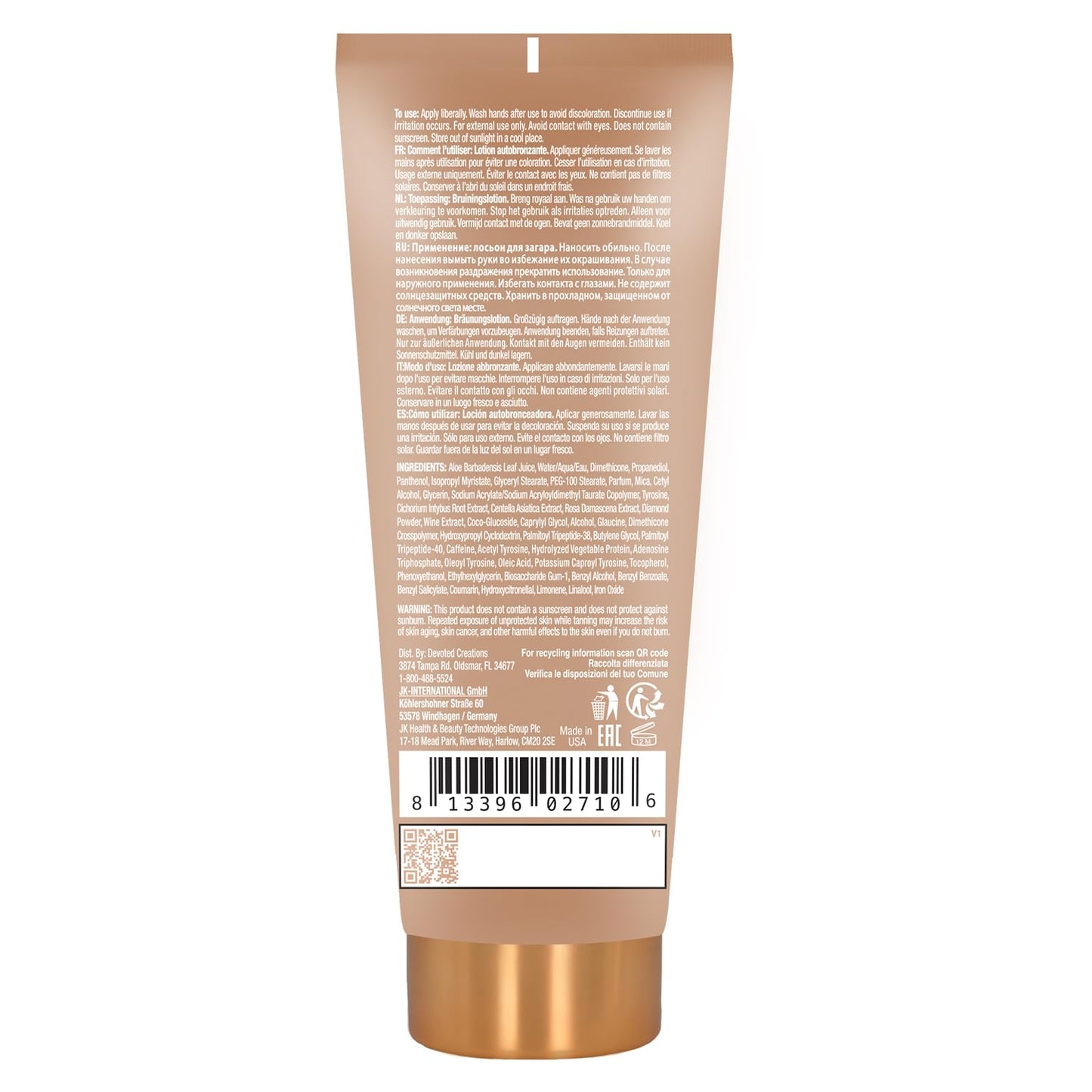 Devoted Creations Sun Lotion with Shimmer Ultra Glittering and Instant Bronze 6.76 oz (2-Pack)