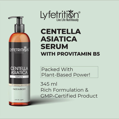 Lyfetrition Centella Asiatica Cica Serum - 12 Fl Oz Large Bottle - Anti-Aging Face Serum for Sensitive Skin Cream - Boosts Collagen Production Younger Skin