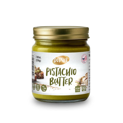 DORREL - Pistachio Butter, Dairy-Free Spreadable Butter Made from 60% California-Grown Pistachios, No Palm Oil, Vegan & Kosher Pareve Healthy Condiments for Snacks, Baking, Dips & More (200g)