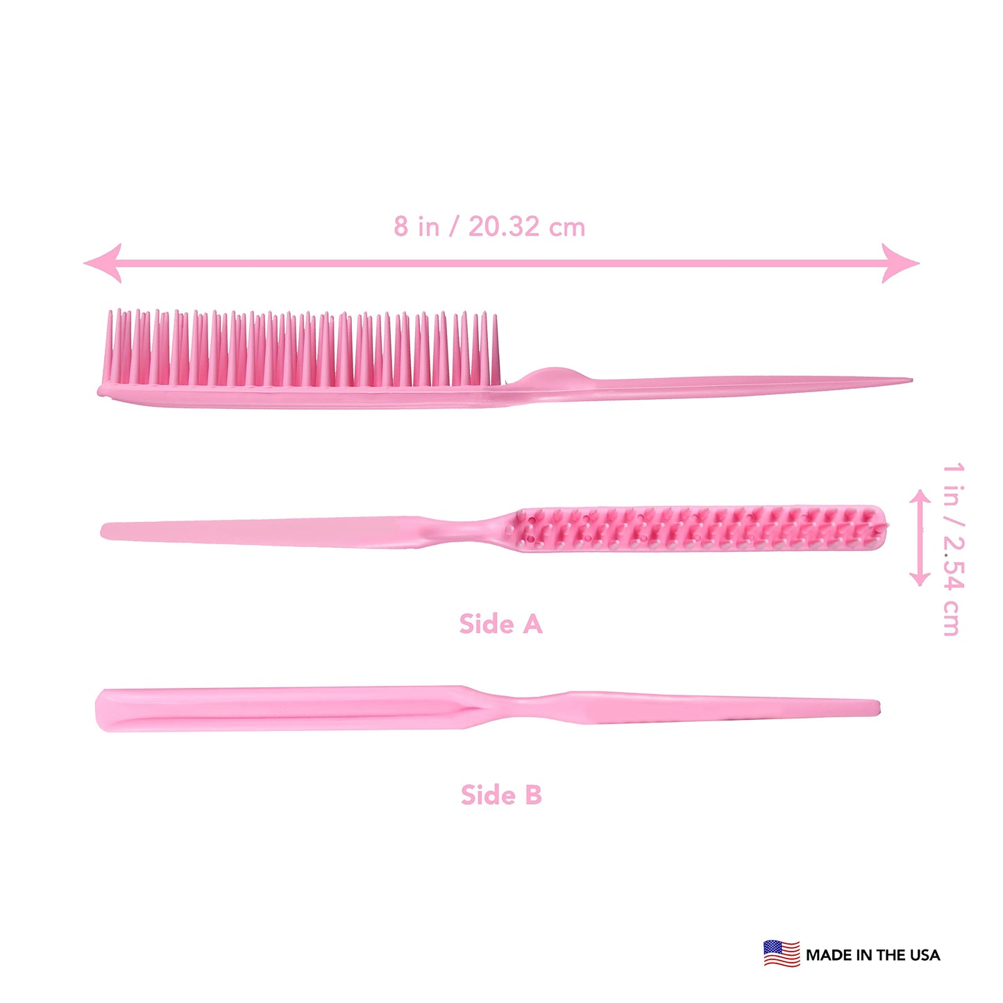 Allegro Combs 60 Parting Three Row Combs Salon Hairstylist Hairdresser Detangle Combs For Natural Hair And Wigs For Curly Hair Made In The Usa 2 Pcs. (Light Pink)