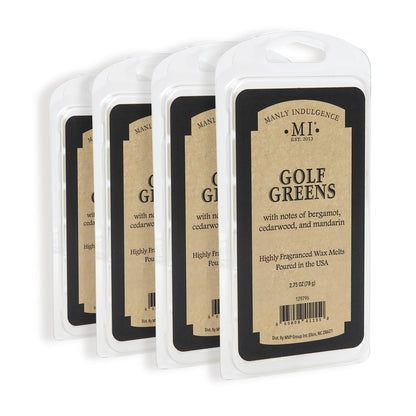 Manly Indulgence Golf Greens Scented Wax Melts, Wax Melt Warmer Cubes, Long Lasting Scented Wax Warmer Cubes, 4 Pack, 6 Cubes Each - Made in The USA
