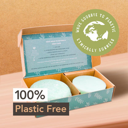 Wave Eucalyptus Oil Shampoo & Conditioner Bar Set - Natural & Organic Moisturizing Vegan Shampoo and Conditioner Bars for Women & Men - Long-Lasting (80-120 Uses)