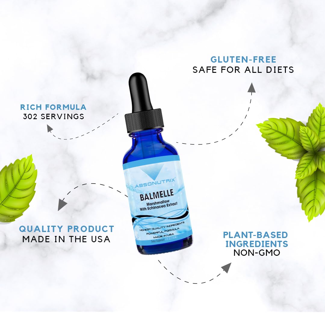 Absonutrix Balmele, 390 mg, 4 FL OZ Liquid, 302 Servings, Made in USA, Plant-Based Ingredients, Echinacea, Marshmallow Root, Gluten-Free, Non-GMO