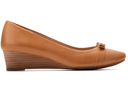 Cole Haan Women's Malta Wedge Pumps, Pecan Leather/Natural, 9