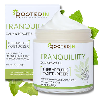 Tranquility Calm Magnesium Cream with Ashwagandha & Essential Oils, 11000mg Topical Magnesium Lotion for Feet, Non Greasy Night Time Body Butter, Relaxation & Muscle Relief, Safe for Kids 4 oz