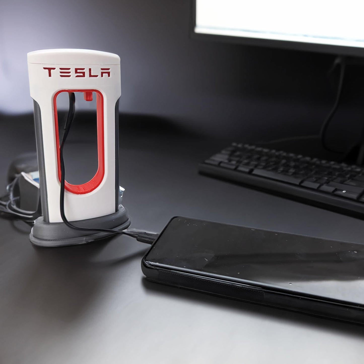 Tesla Supercharger Replica Charging Station Accessories - USB-C Compatible with Android and iPhone - Includes USB-C Cable - Gift - Made in USA