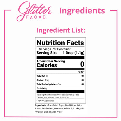 Glitter Faced Gold Edible Glitter For Drinks With 0-Calories, No Taste or Texture | 30ml Food-Grade, 30 Drinks, Luster Dust | Ideal for Beverages, Galentine’s, Parties & Events | Made in USA