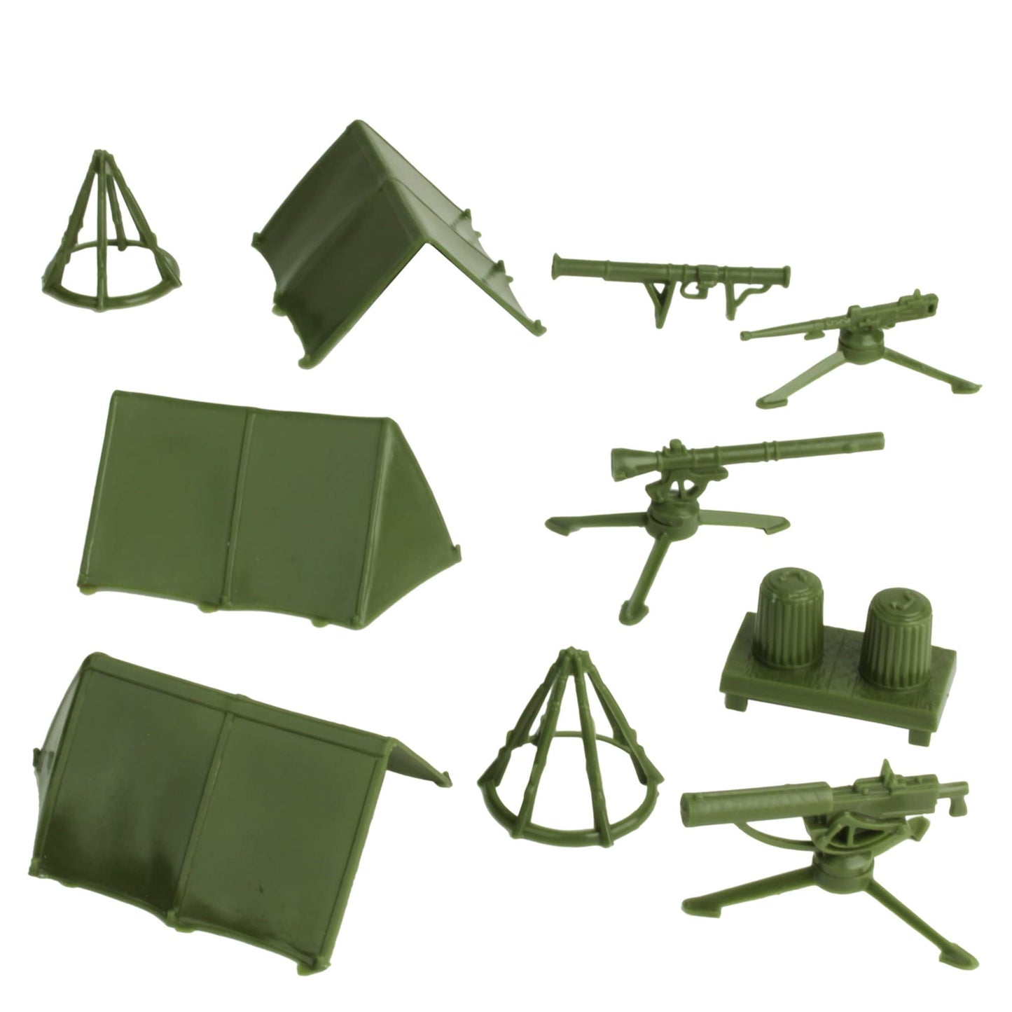 BMC Classic Plastic Army Men Playset Accessories - 10pc Military Camp - US Made