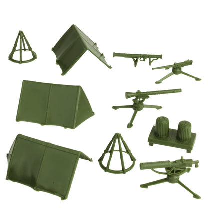 BMC Classic Plastic Army Men Playset Accessories - 10pc Military Camp - US Made